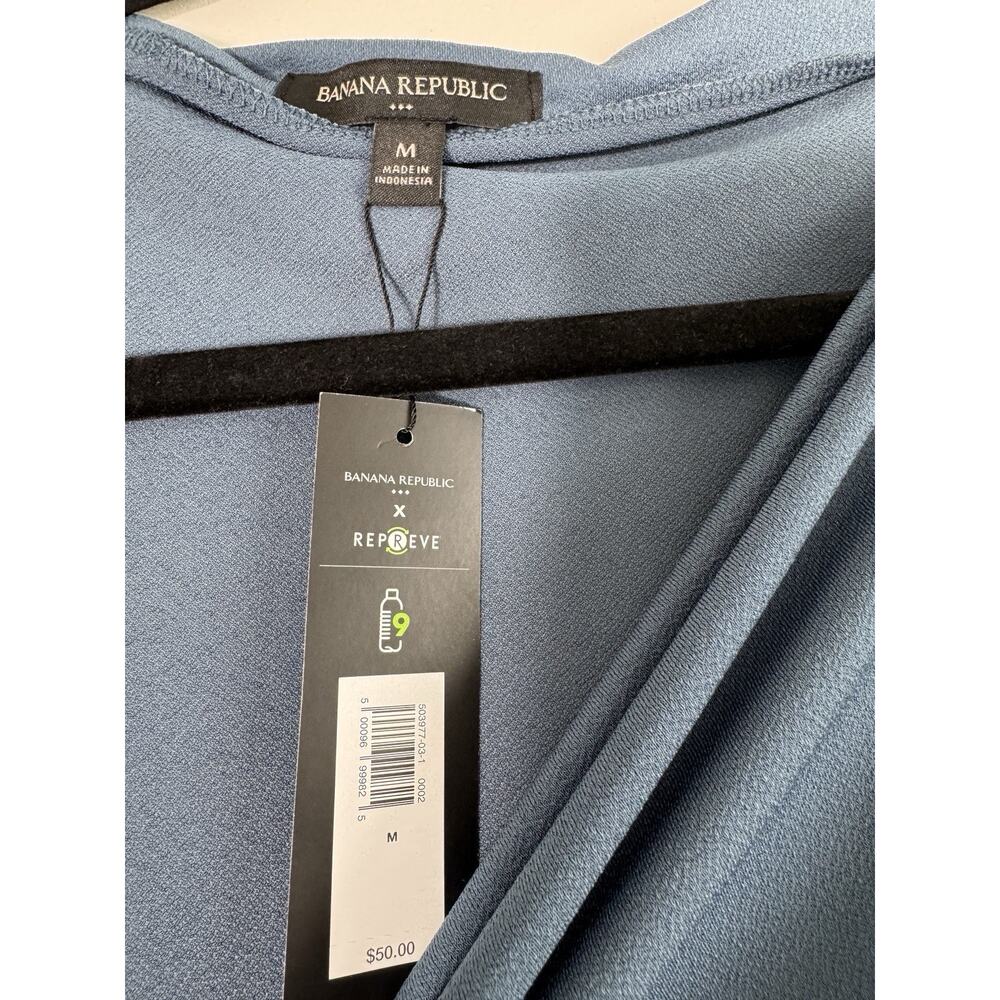 NWT Banana Republic Blue Cowl Neck Long Sleeve Stretch Size M Basic - Picture 2 of 6